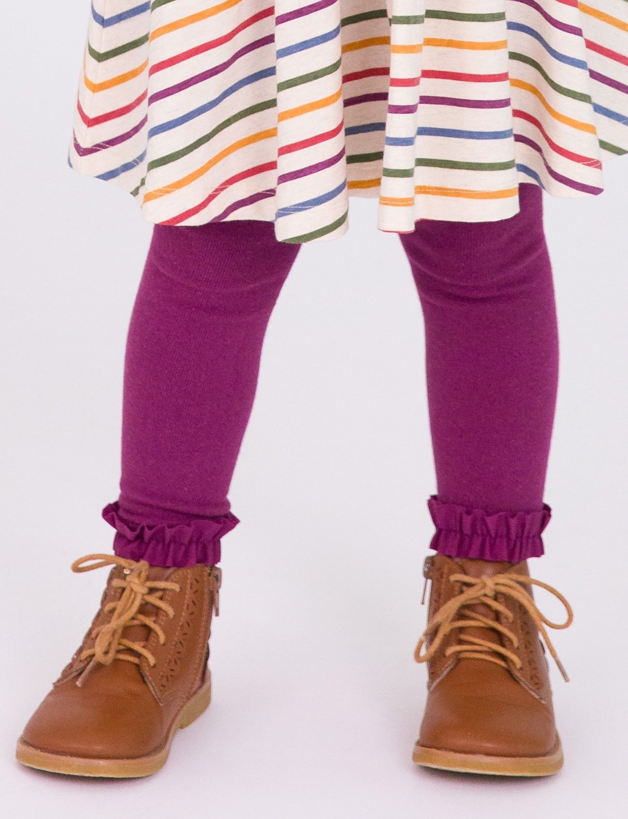 Footless Ruffle Tights-Eggplant Harvest