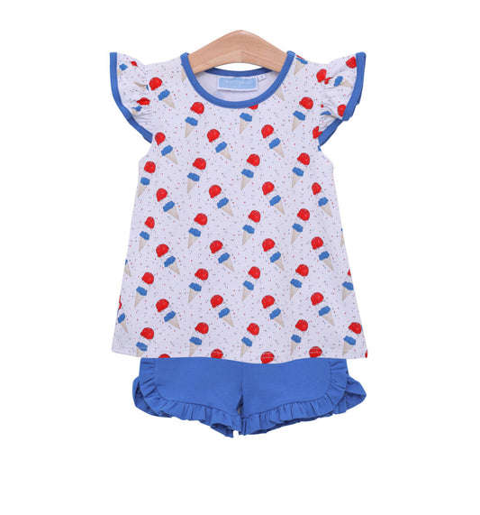 Patriotic Ice Cream Flutter Short Set