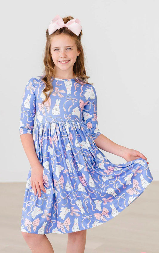 Hop, Skip, and Twirl 3/4 Sleeve Pocket Twirl Dress