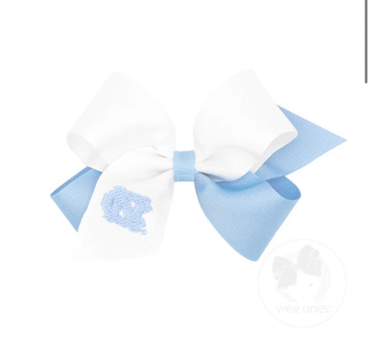 King Two-tone Grosgrain Hair Bow with Embroidered Collegiate Logo