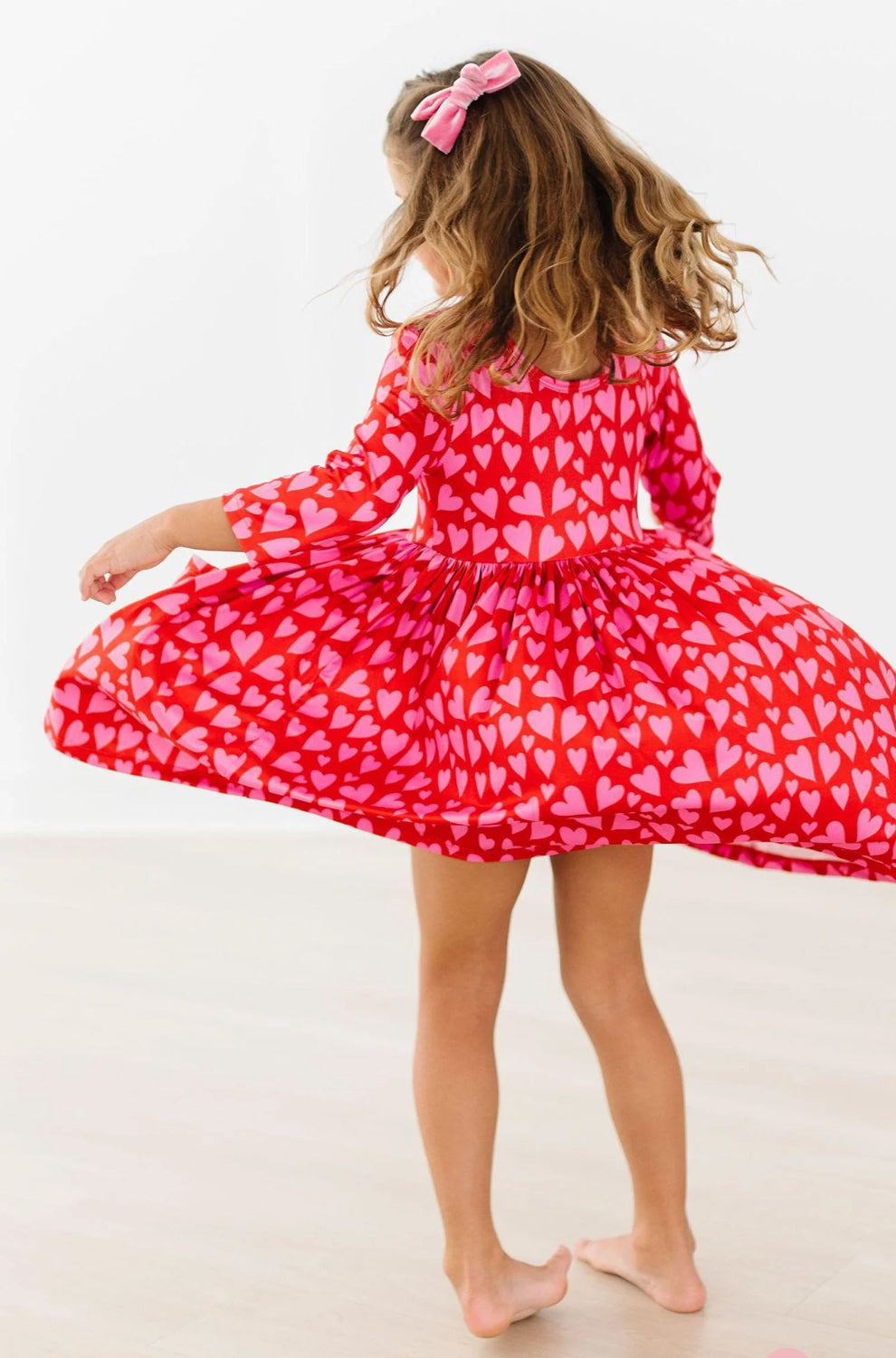 Hearts and Hugs 3/4 Sleeve Pocket Twirl Dress