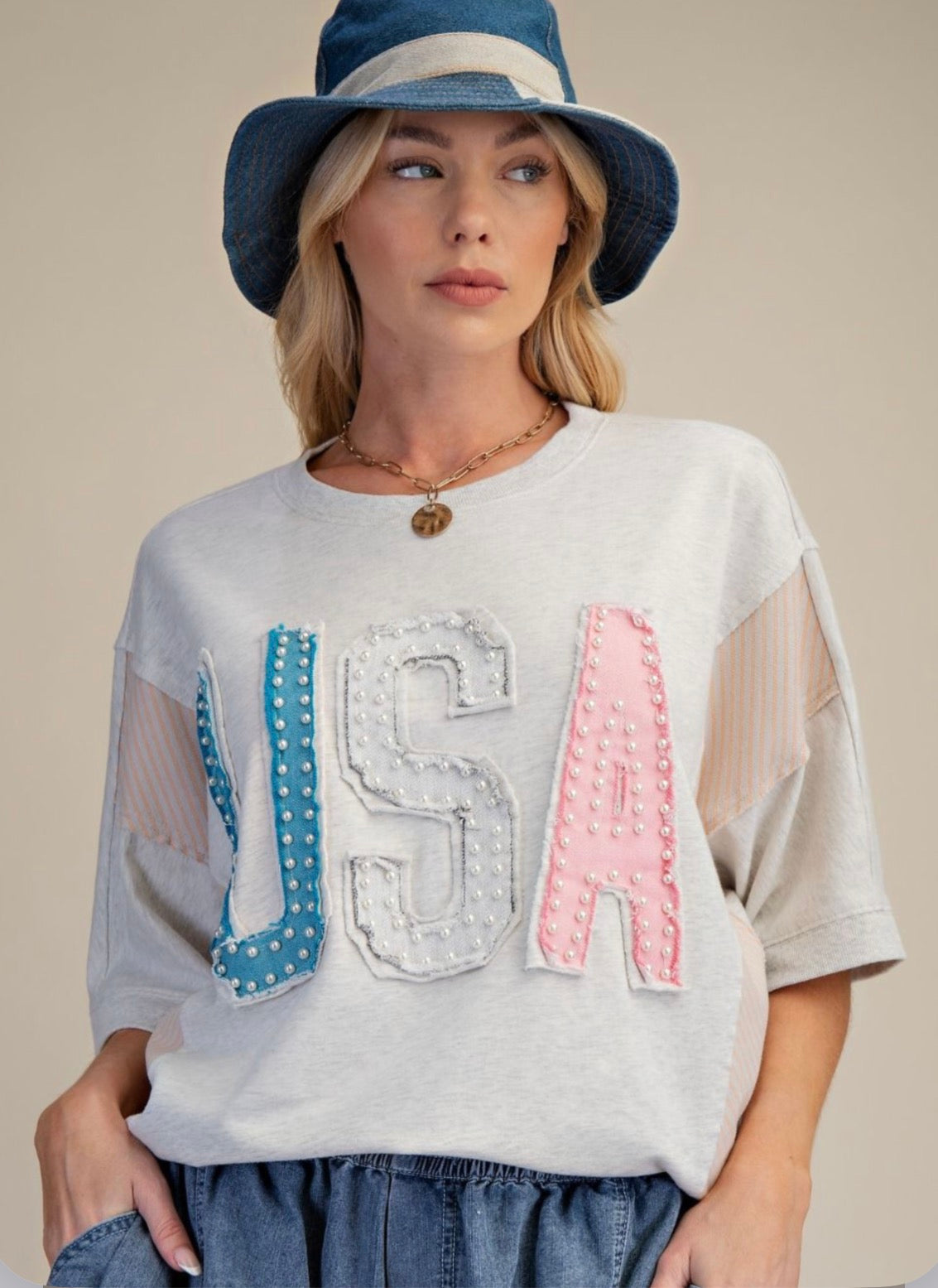 USA PATCH WASHED TERRY TOP