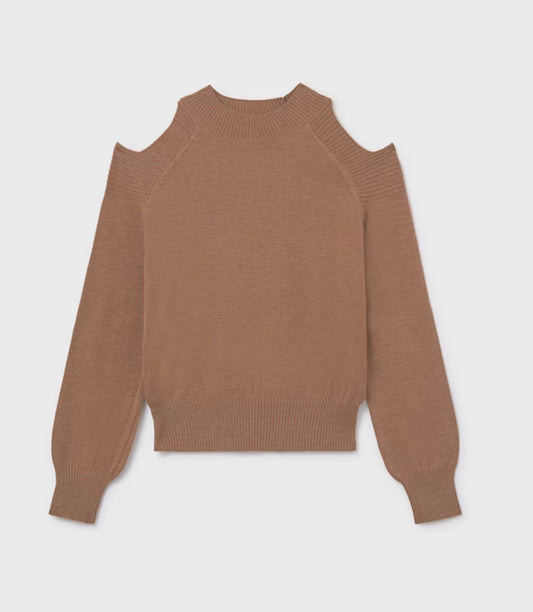 Girl Knit Sweater- Cocoa Heather