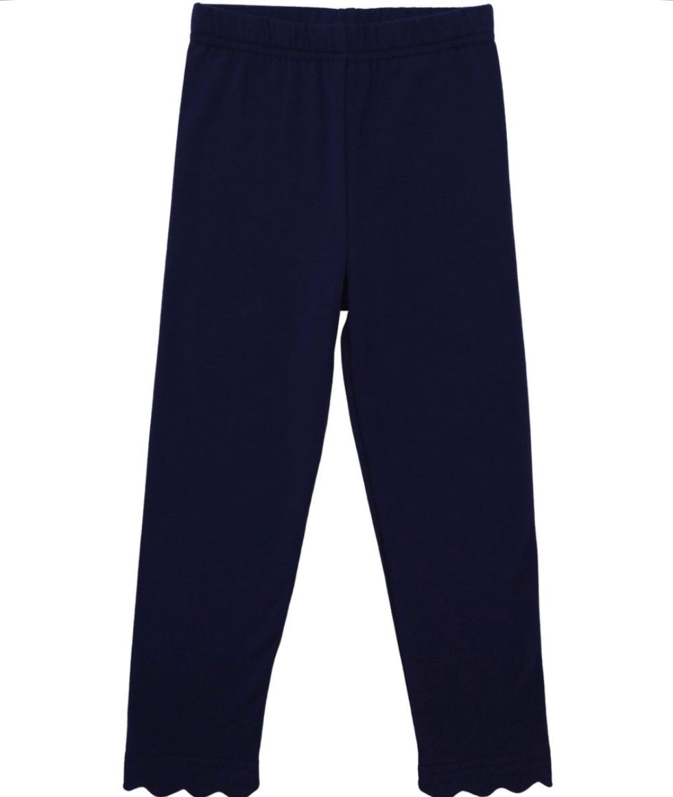 Navy- Scalloped Leggings