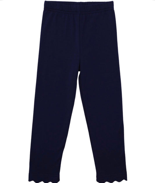 Navy- Scalloped Leggings