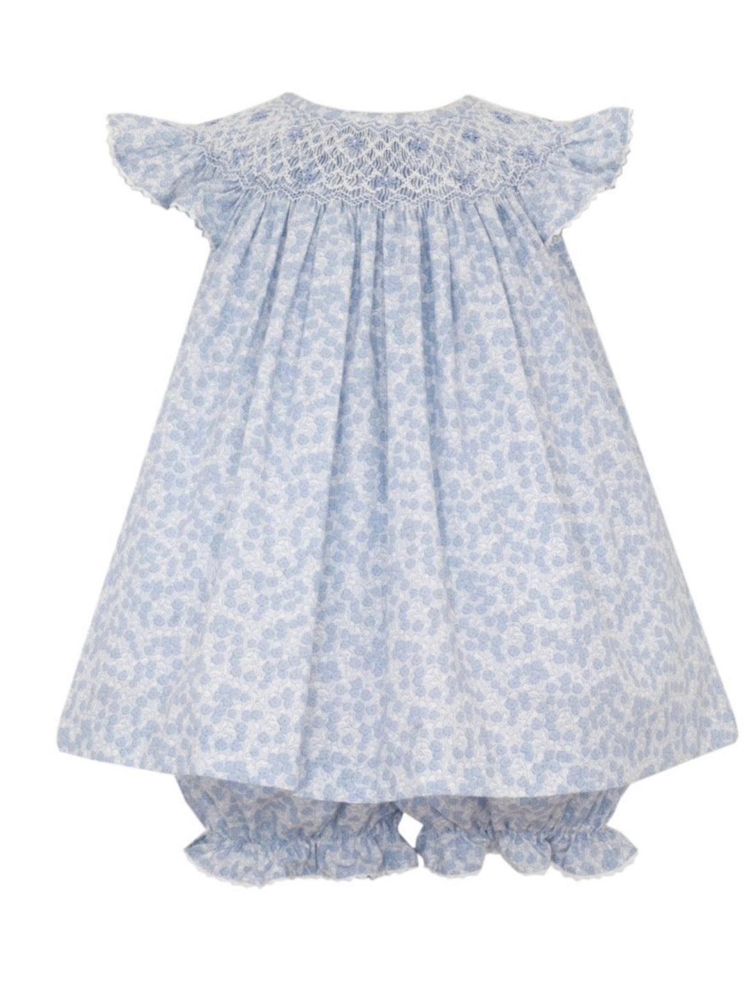 MARGARET- Blue floral print tone/tone angel wing bishop bloomer set