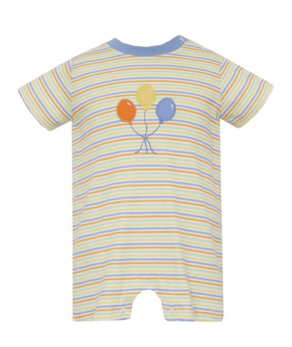 BALLOONS BOY´S- Blue orange multi color knit stripe romper