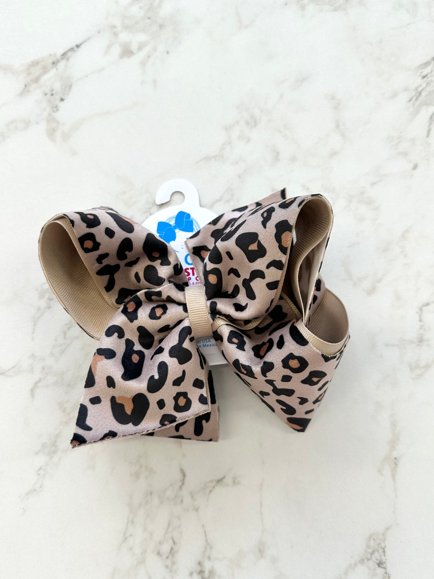 King Faux Leopard Fur Overlay Bow