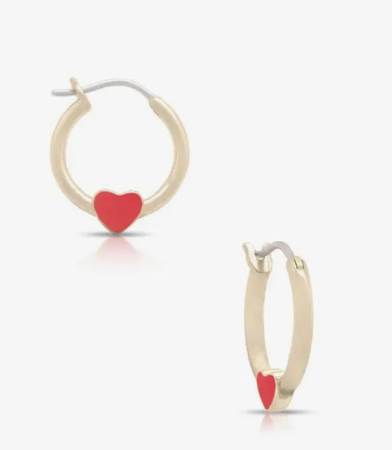 Heart Hoop Earrings - Red