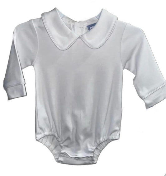 Boys White Long Sleeve Onesie