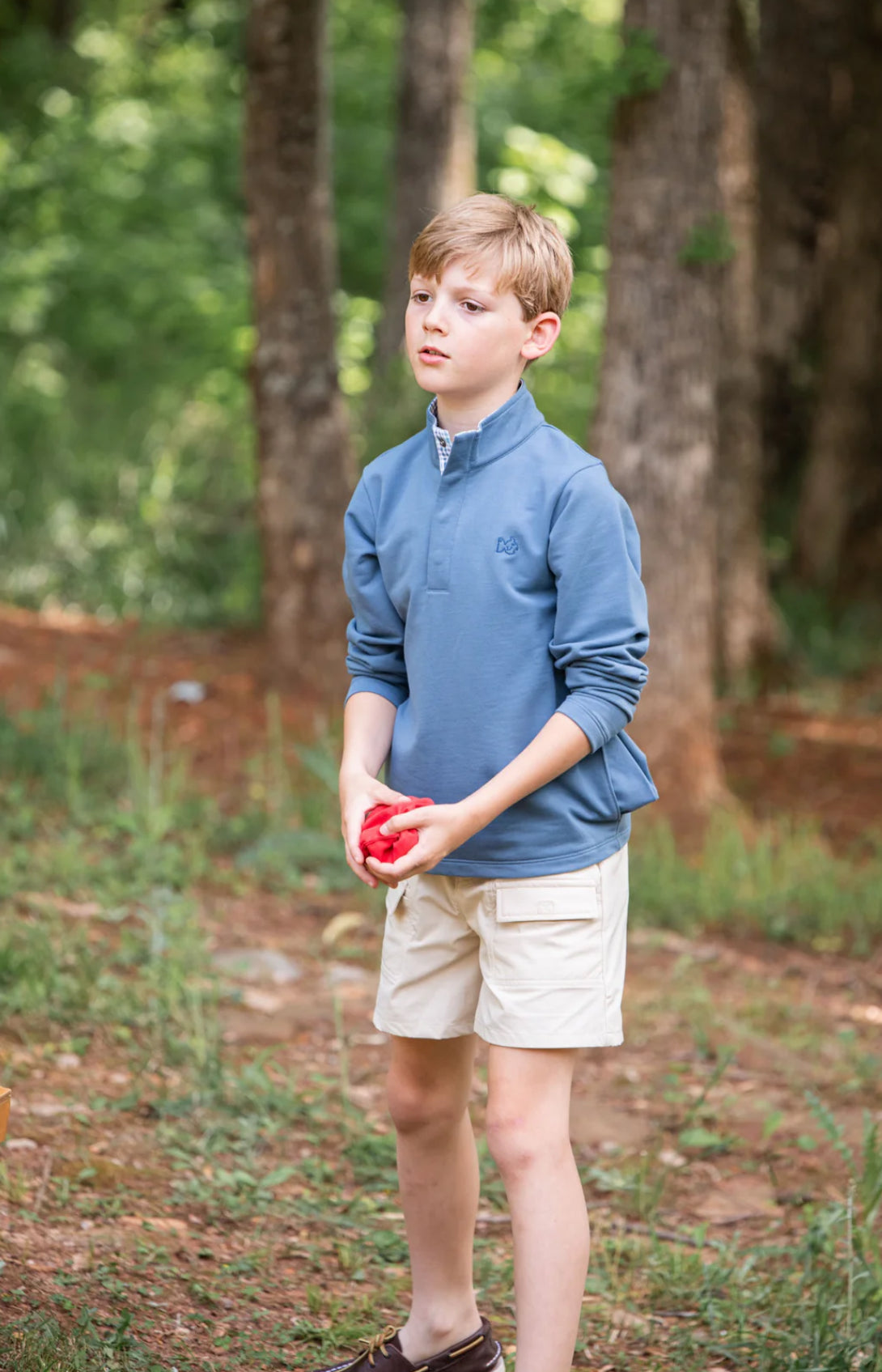 Sporty Snap Pullover in Bluefin Blue