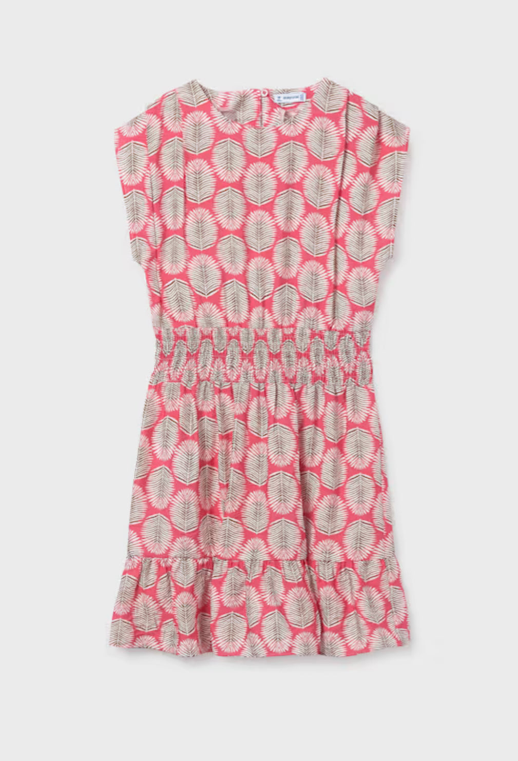Girl Printed Dress-Coral