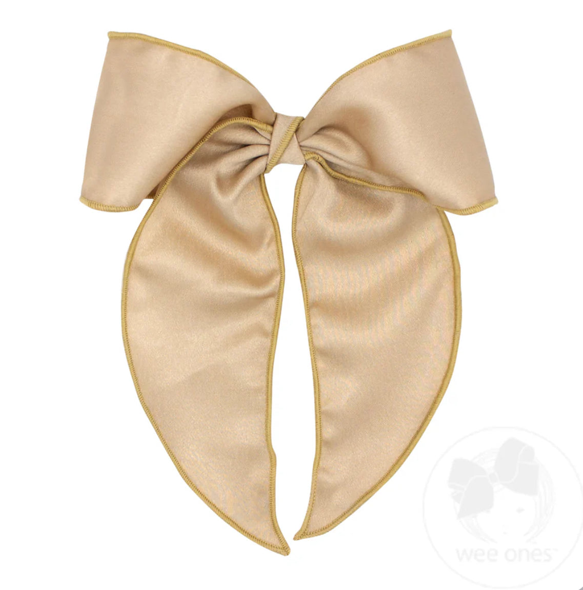 Oatmeal- King Satin Bowtie with Twisted Wrap and Whimsy Tails