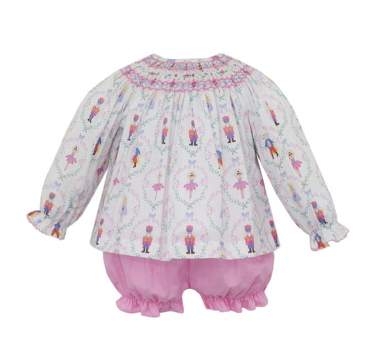 Nutcracker Print Bishop Bloomer Set L/S