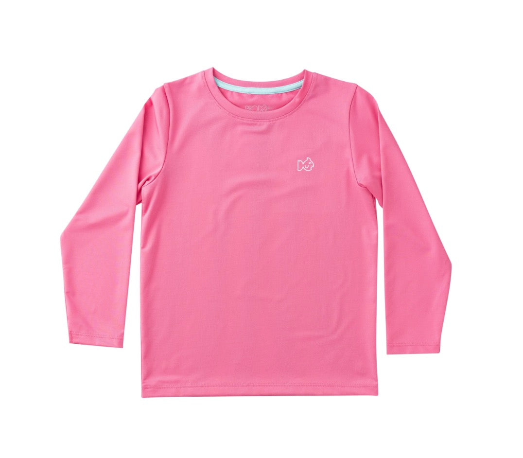 Girls' LS Pro T-shirt- Azalea Pink