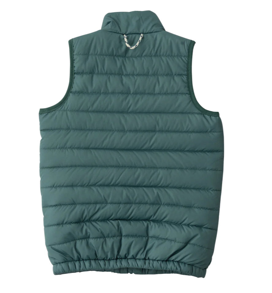 Kid’s Puffer Vest in Posy Green with Sea Turtle Print Liner