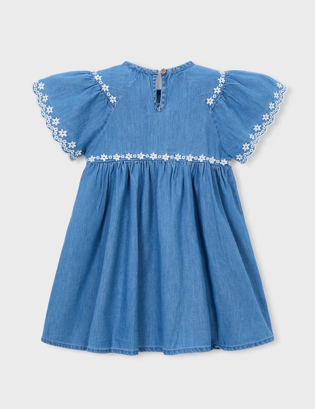 Girl Embroidered Dress-Medium Denim