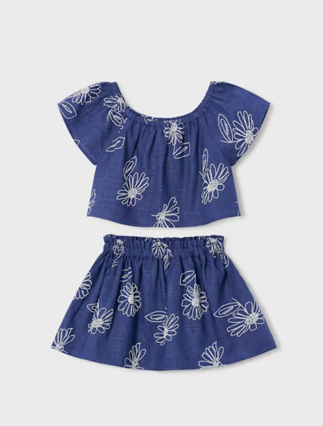 Porcelain-Girl Linen Skirt and T-shirt Set