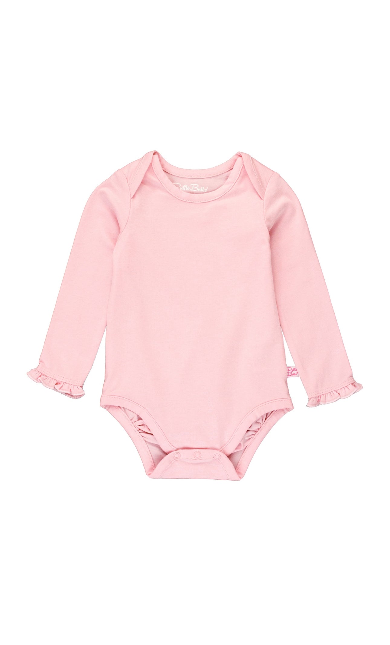 Knit Long Sleeve Ruffle Bodysuit-Pink