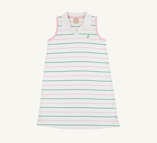 Sleeveless Maude’s Polo Dress- Tradd Street Stripe/Pier Party Pink