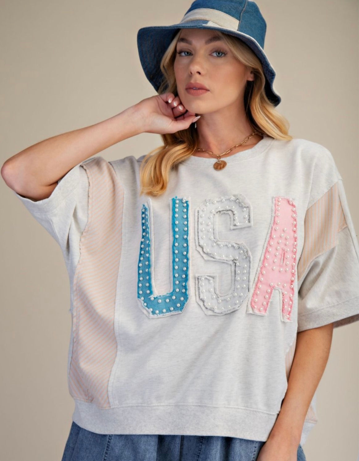 USA PATCH WASHED TERRY TOP