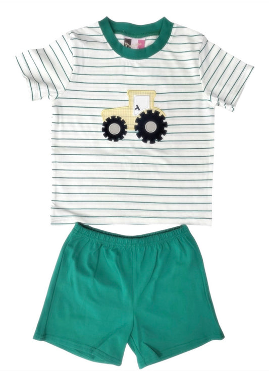 Tractor Applique Boys Short Set