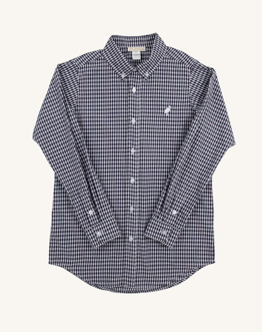 Dean’s List Dress Shirt- Navy Grove Gingham/Worth Ave White