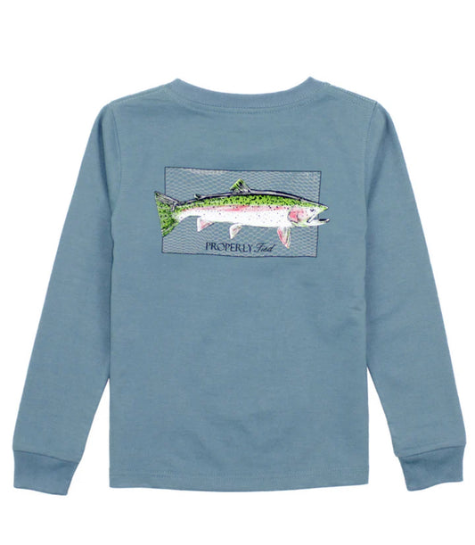 Boys Rainbow Trout LS Steel Blue
