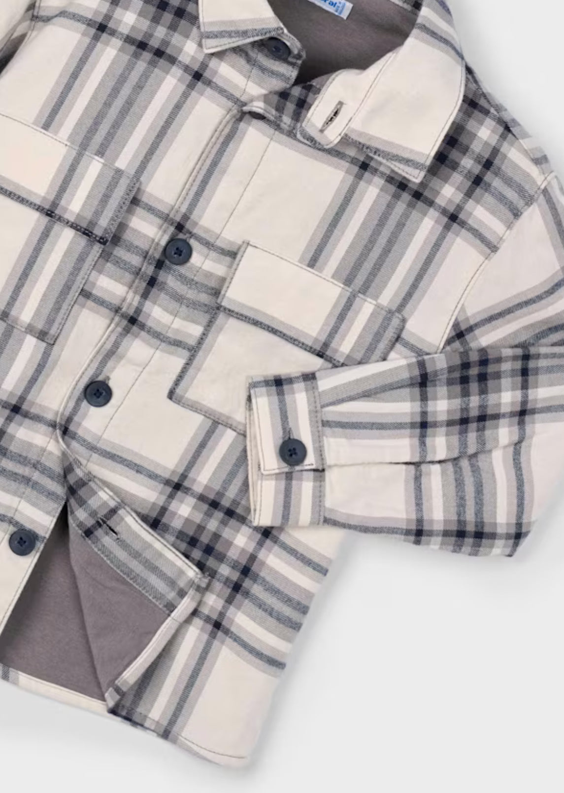 Boy Plaid Overshirt- Grey