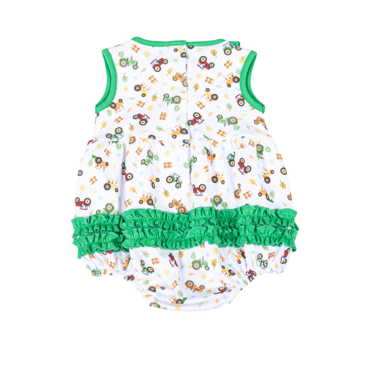 Tractor Time Printed Ruffle Sleeveless Bubble