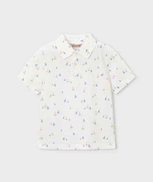 Sail Away Olive/White Boy Printed Polo