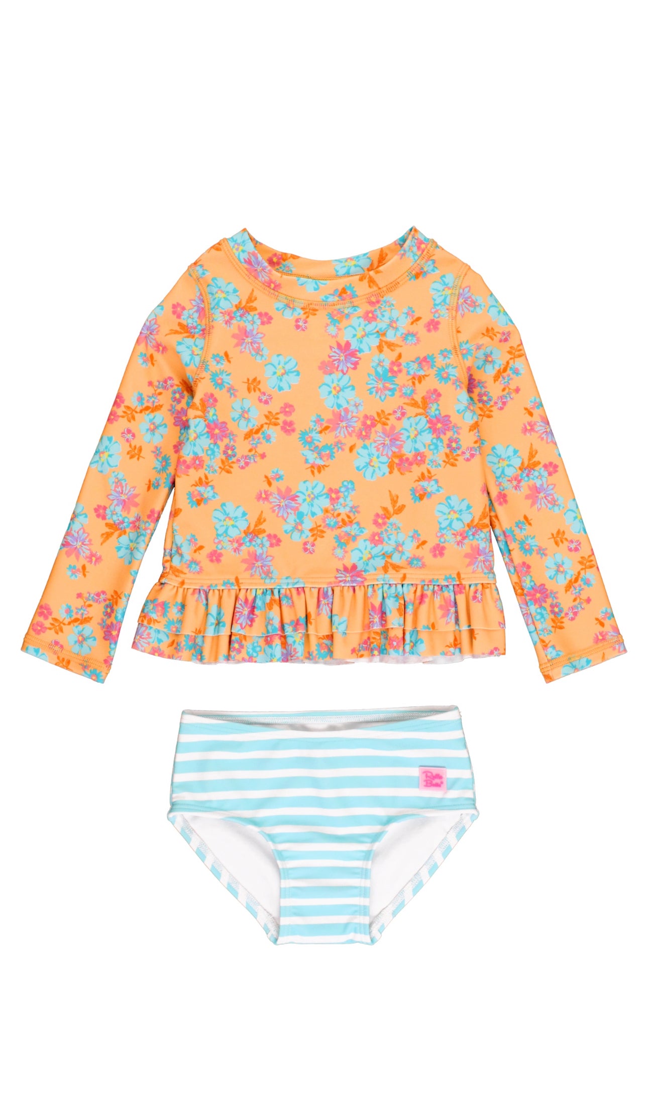 Ruffle Hem Rash Guard 2-piece-Vibrant Valley