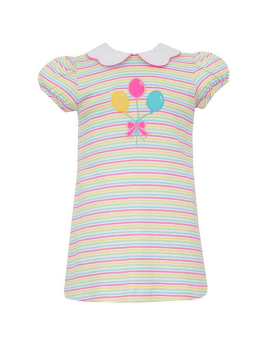 BALLOONS GIRL´S- Pink multi color knit stripe dress