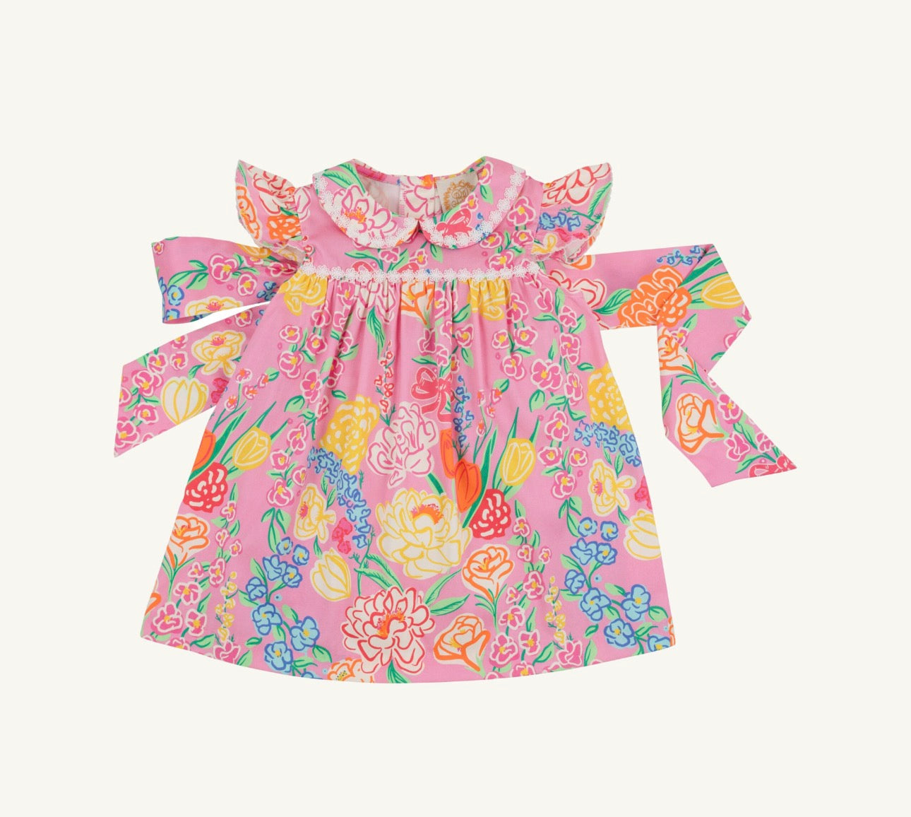 Franny Frock-Broadcloth-Sheridan French Floral/Worth Ave White