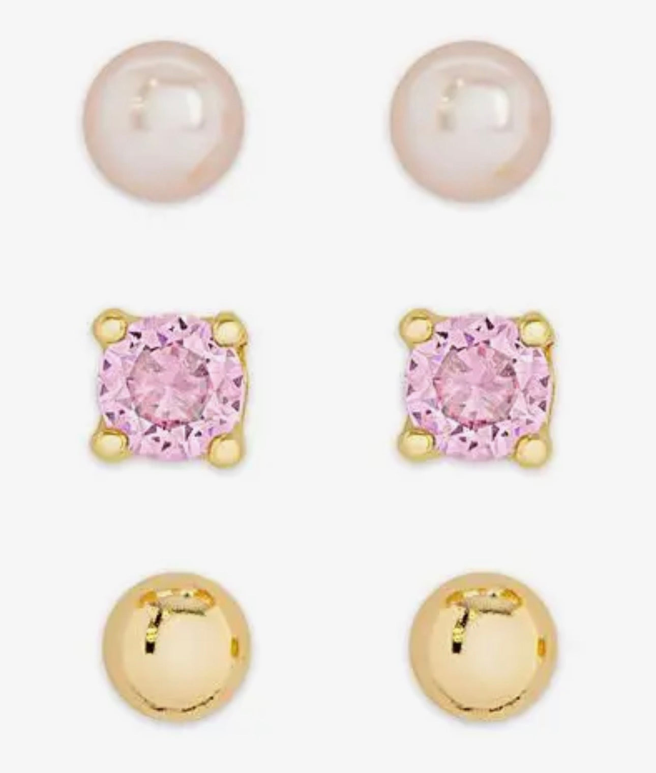 Freshwater Pearl and Cz Stud Set- 18k Gold