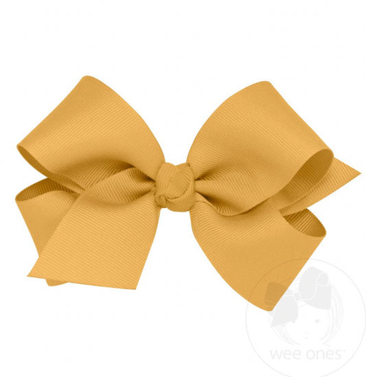 Old Gold-Medium Classic Grosgrain Hair Bow (Knot Wrap)