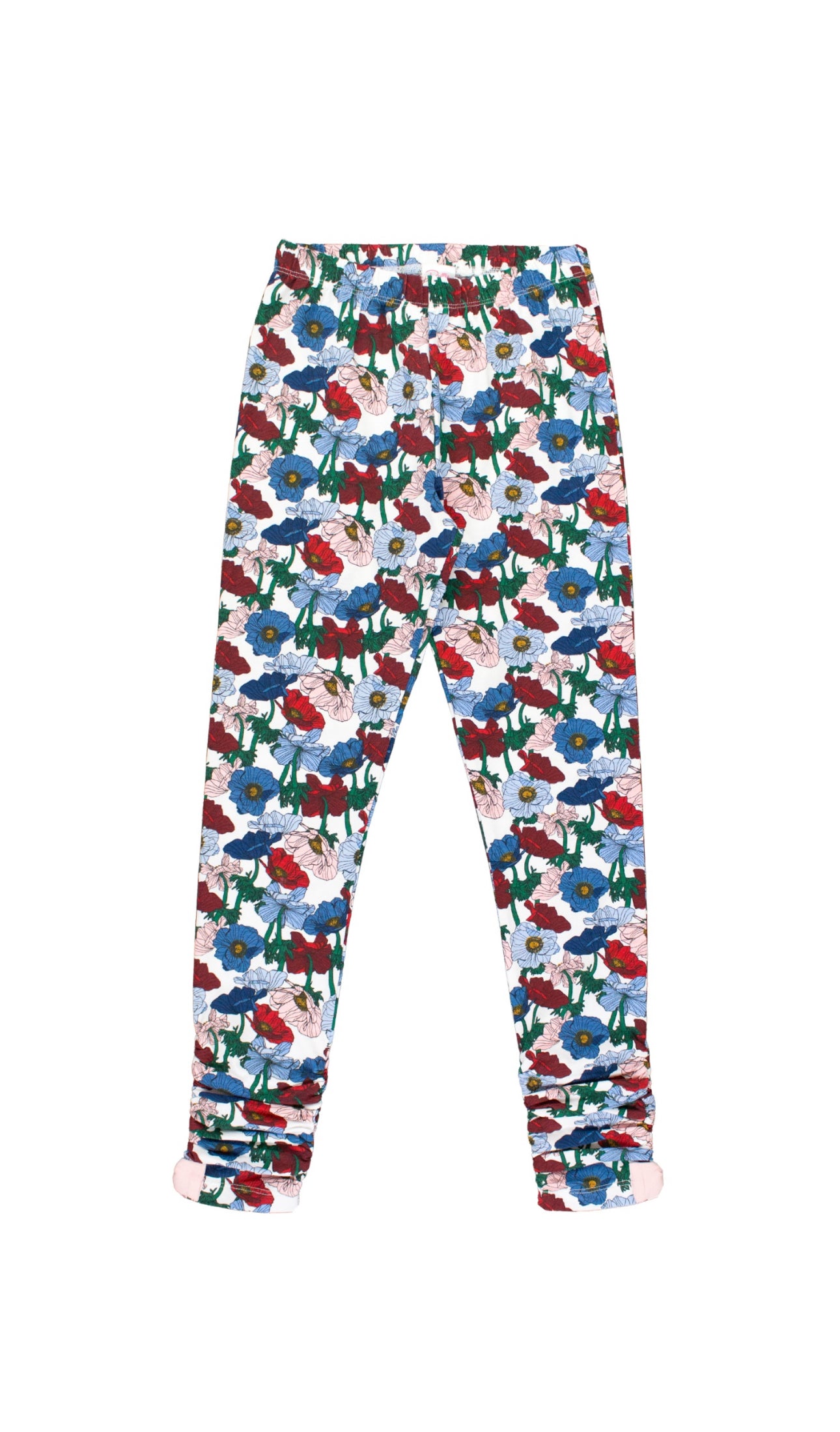 Kids Ruched Bow Leggings-Poppy Petals