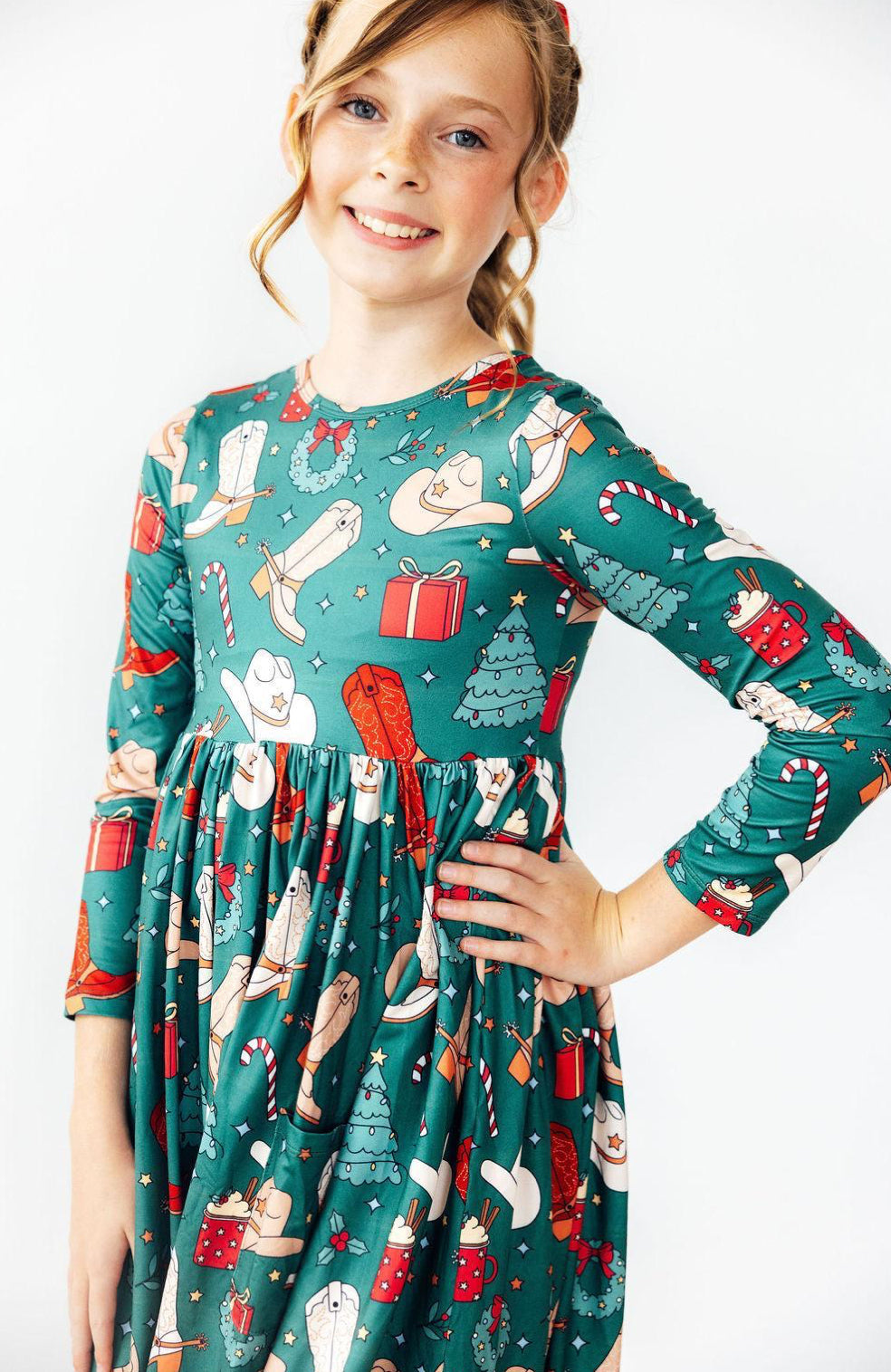 Western Wonderland L/S Pocket Twirl Dress