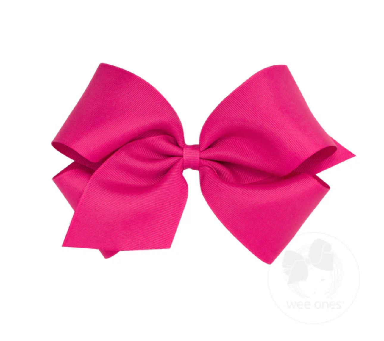 King Classic Grosgrain Hair Bow (Plain Wrap)- Shocking Pink 6.25” x 5”