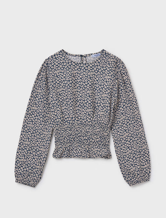 Girl Printed Top- Petroleum