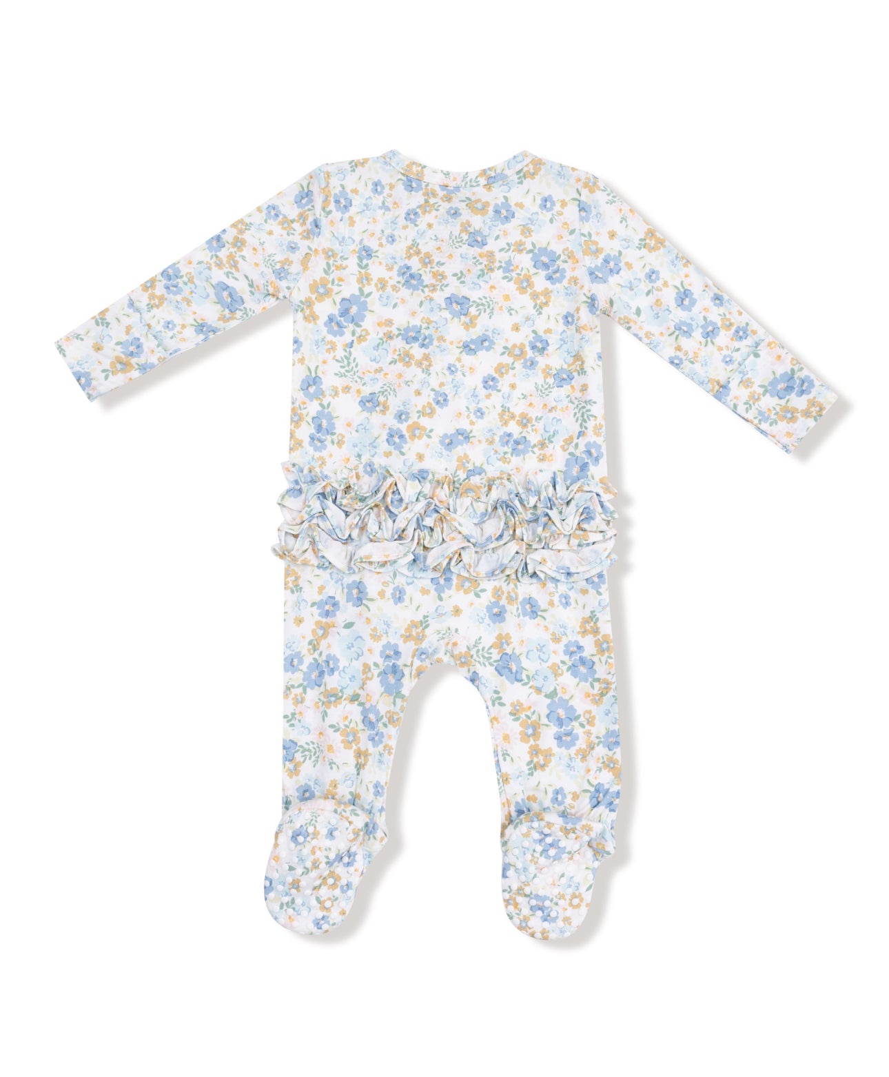 Sweet Rose Calico- 2 Way Zipper Ruffle Back Footie