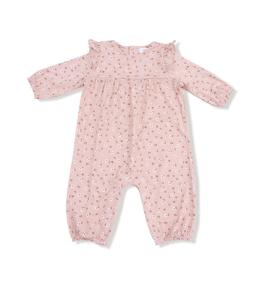 Carrie Floral Pink Pink Bamboo -Ruffle Sleeve Romper