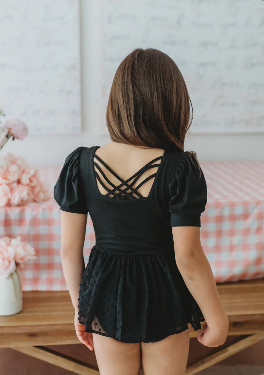 Puff Sleeve Skirted Leotard - Noir Nights