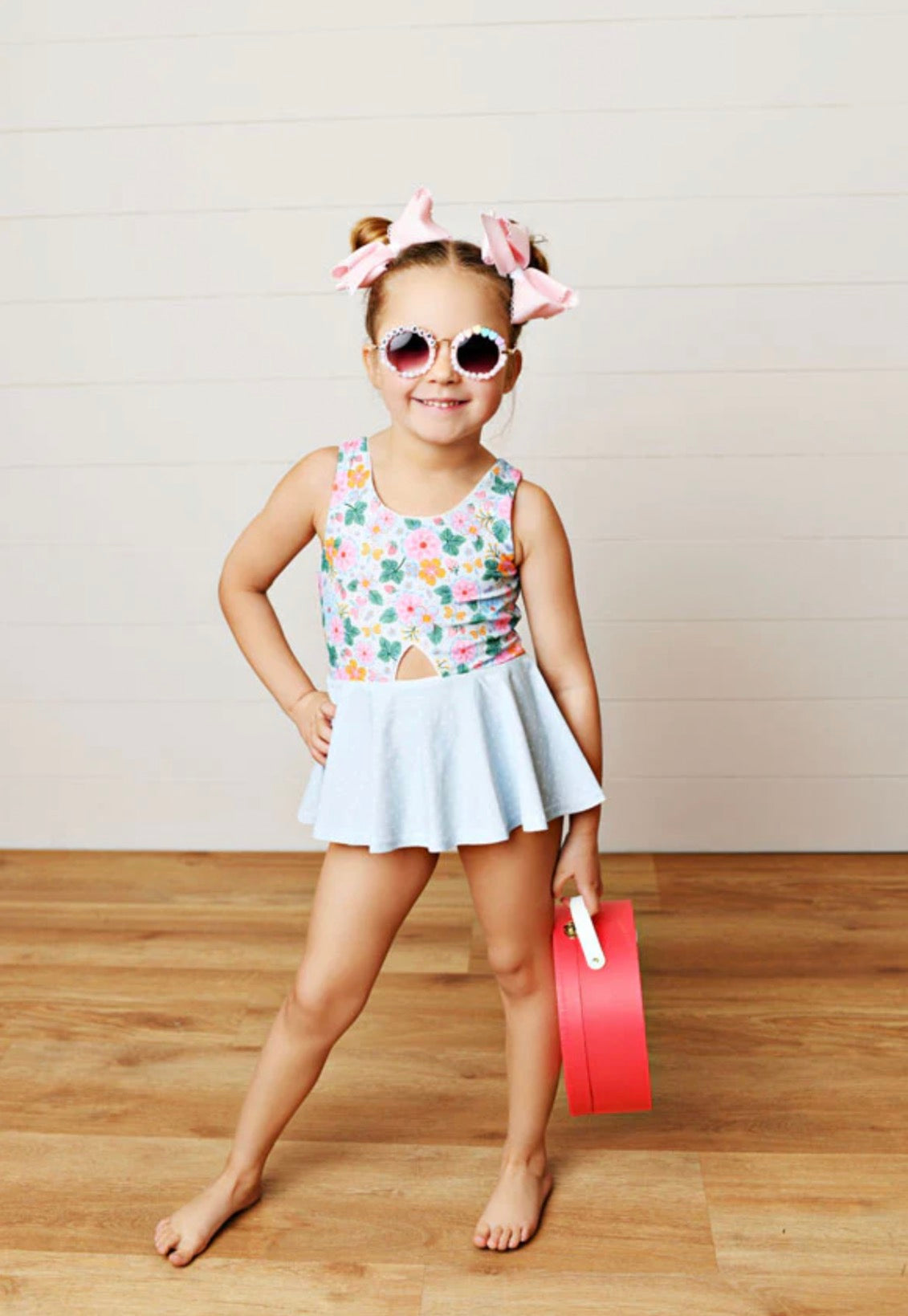 Girls Floral & Polka Dot One-Piece