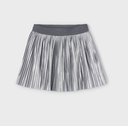 Girl Pleated Skirt- Silver