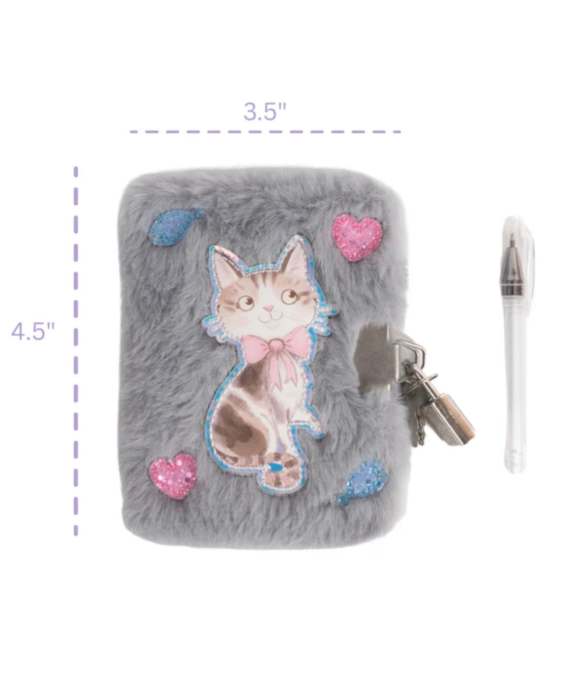 Mini Furry Journal with Lock & Pen