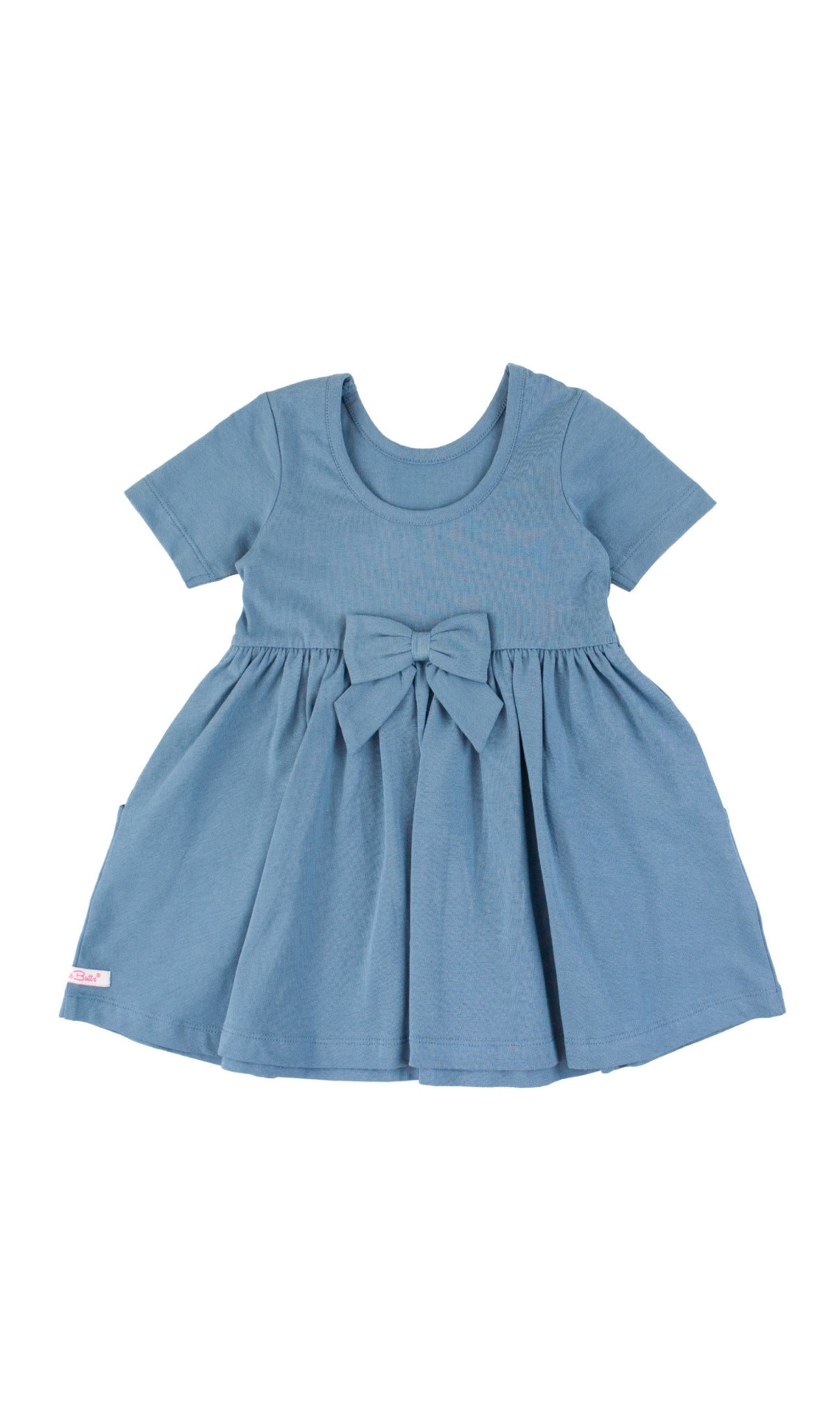 Short Sleeve Knit Twirl Dress- Countryside Blue