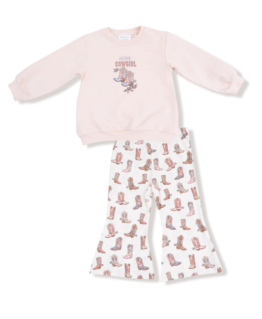 Future Cowgirl-French Terry Oversized Sweatshirt w/Silk Screen and Bamboo Baby Bell