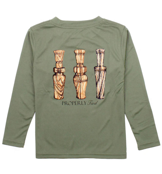 Boys Performance Tee LS Duck Calls Olive