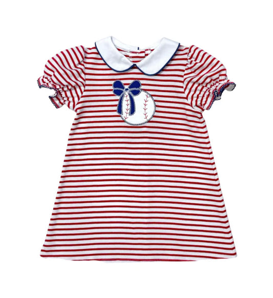 Baseball Louisa Dress-Red Bitty Knit